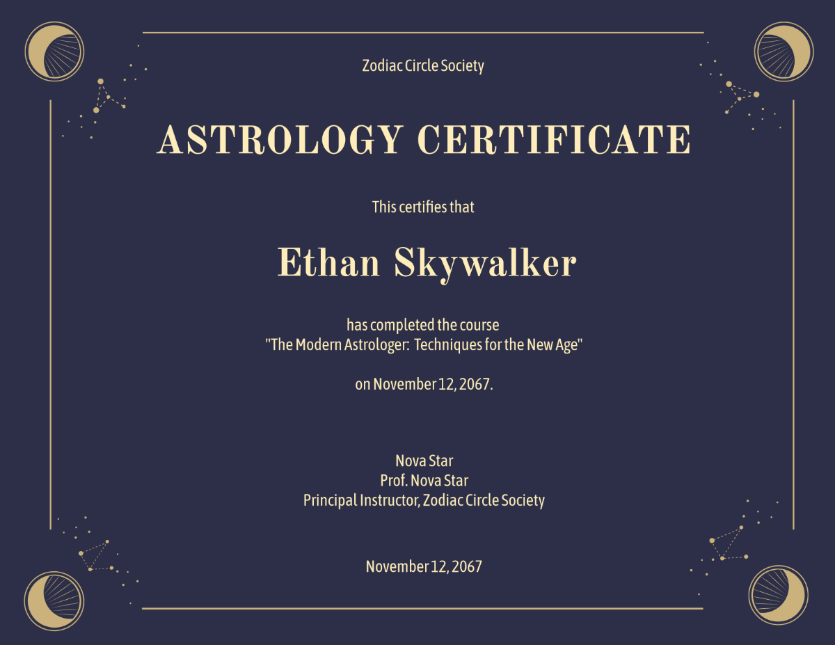 Modern Astrology Certificate Template - Edit Online & Download