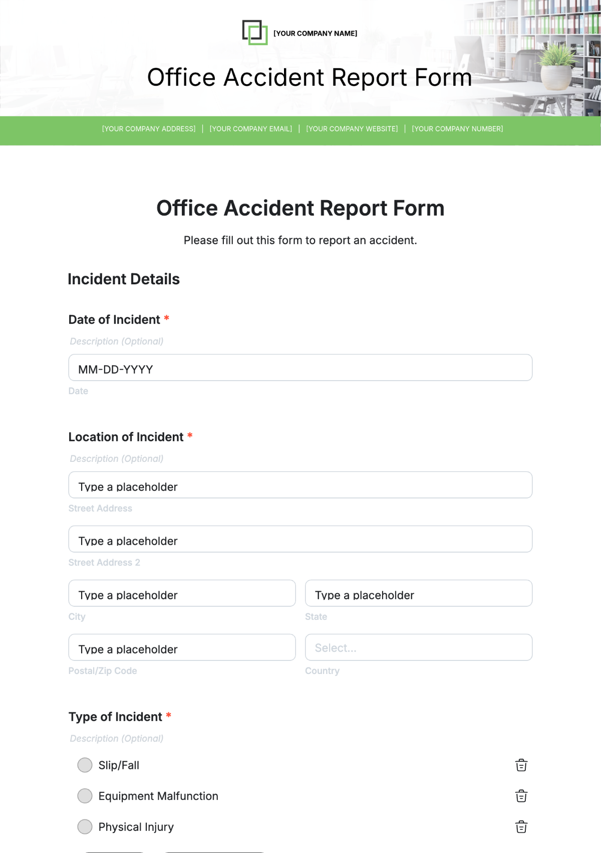 Office Accident Report Form Template - Edit Online & Download