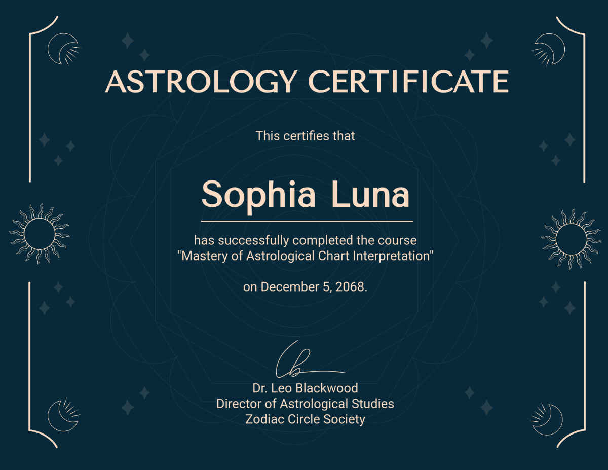 Professional Astrology Certificate Template