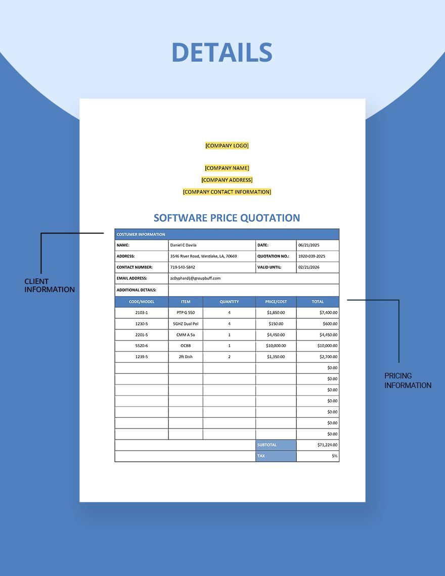 Software Price Quotation Template