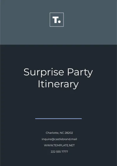 Free Surprise Party Itinerary Template to Edit Online