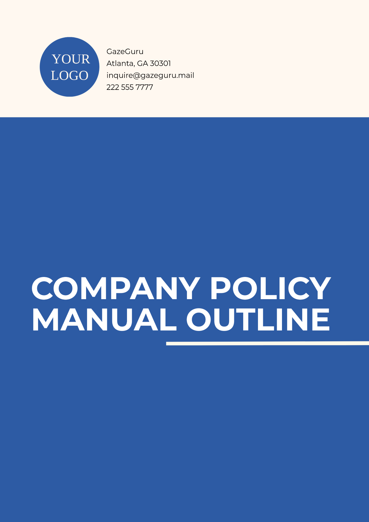 Company Policy Manual Outline Template - Edit Online & Download