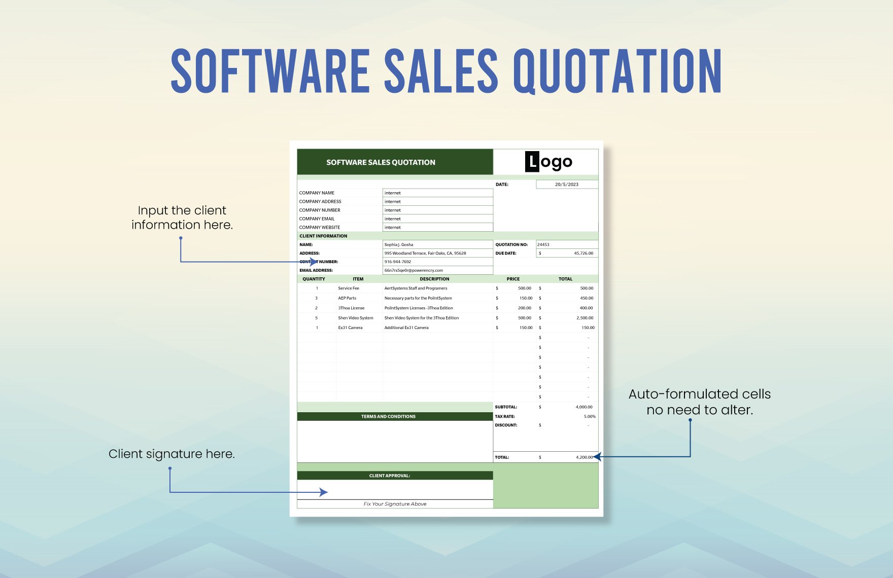 Software Sales Quotation Template