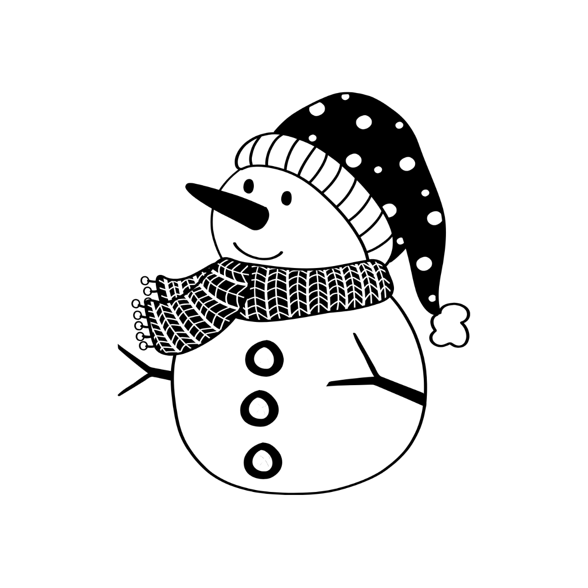 Black and White Snowman Clipart - Edit Online | Template.net