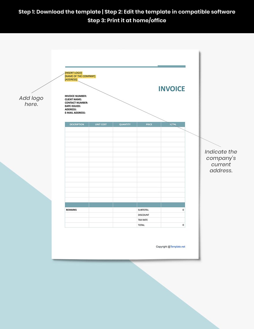 Blank Software Invoice Template
