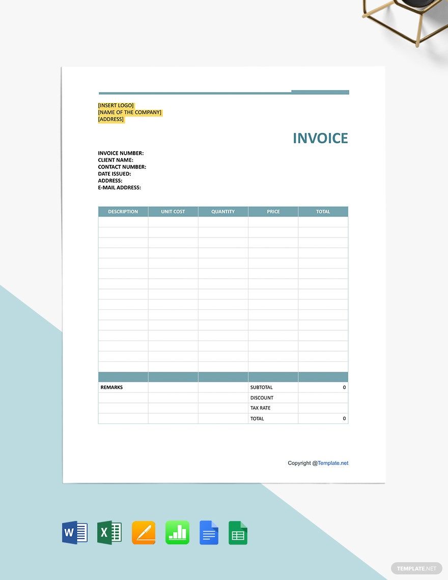 Blank Software Invoice Template