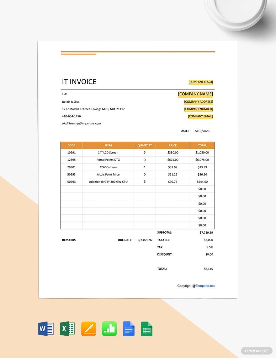 Simple IT Invoice Template