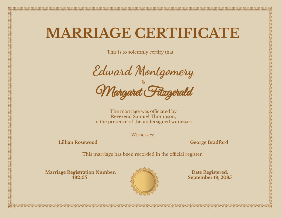 Free Antique Marriage Certificate Template - Edit Online & Download