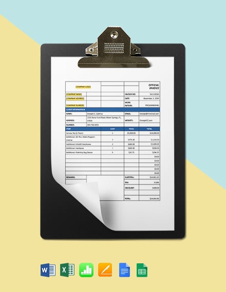 FREE IT and Software Invoice Excel Template Download Template net
