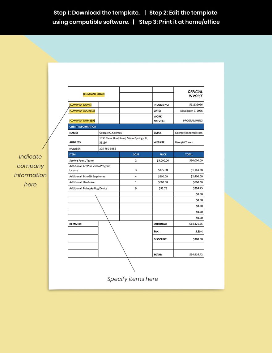 IT Support Invoice Template