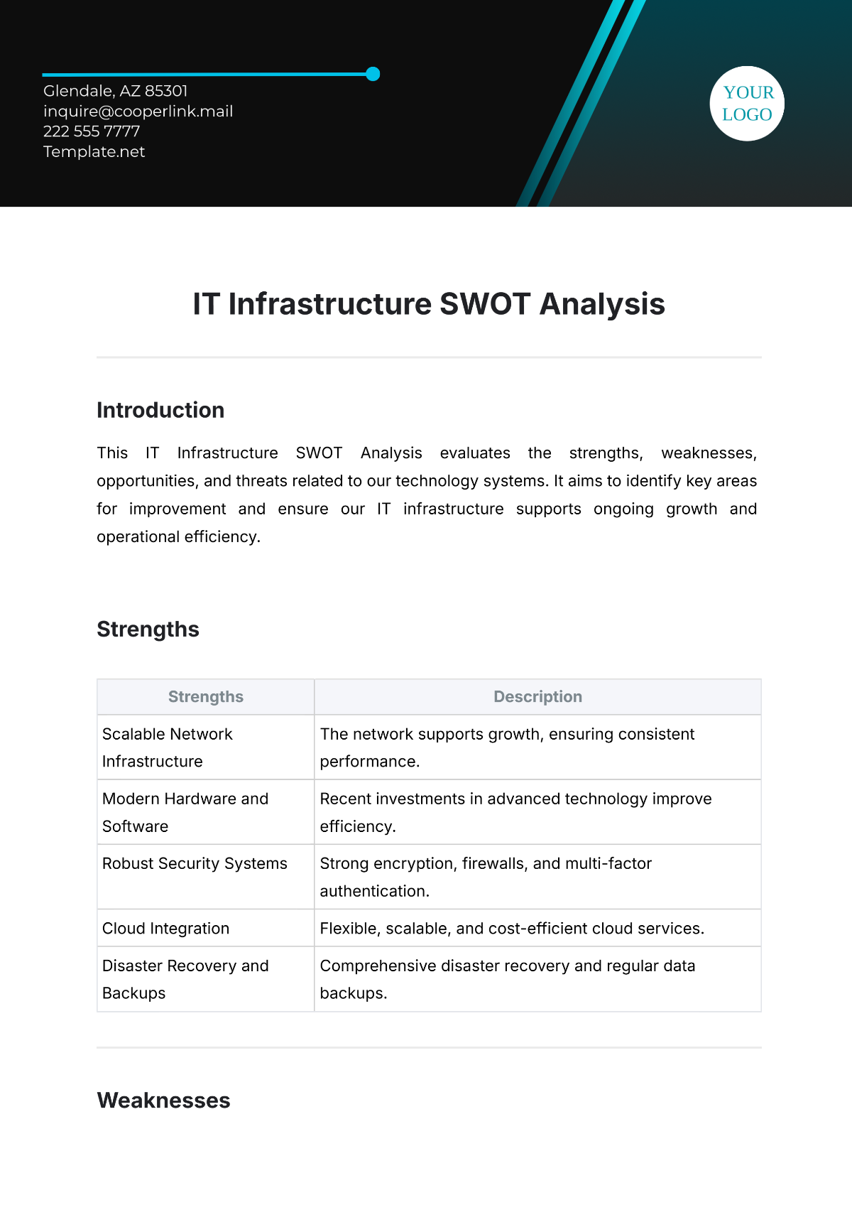 IT Infrastructure SWOT Analysis Template - Edit Online & Download