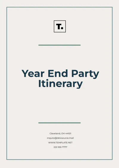 Free Year End Party Itinerary Template to Edit Online