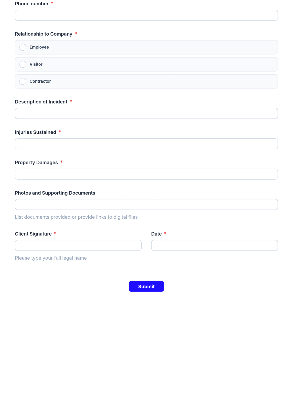 Free General Liability Accident Report Form Template & AI Maker