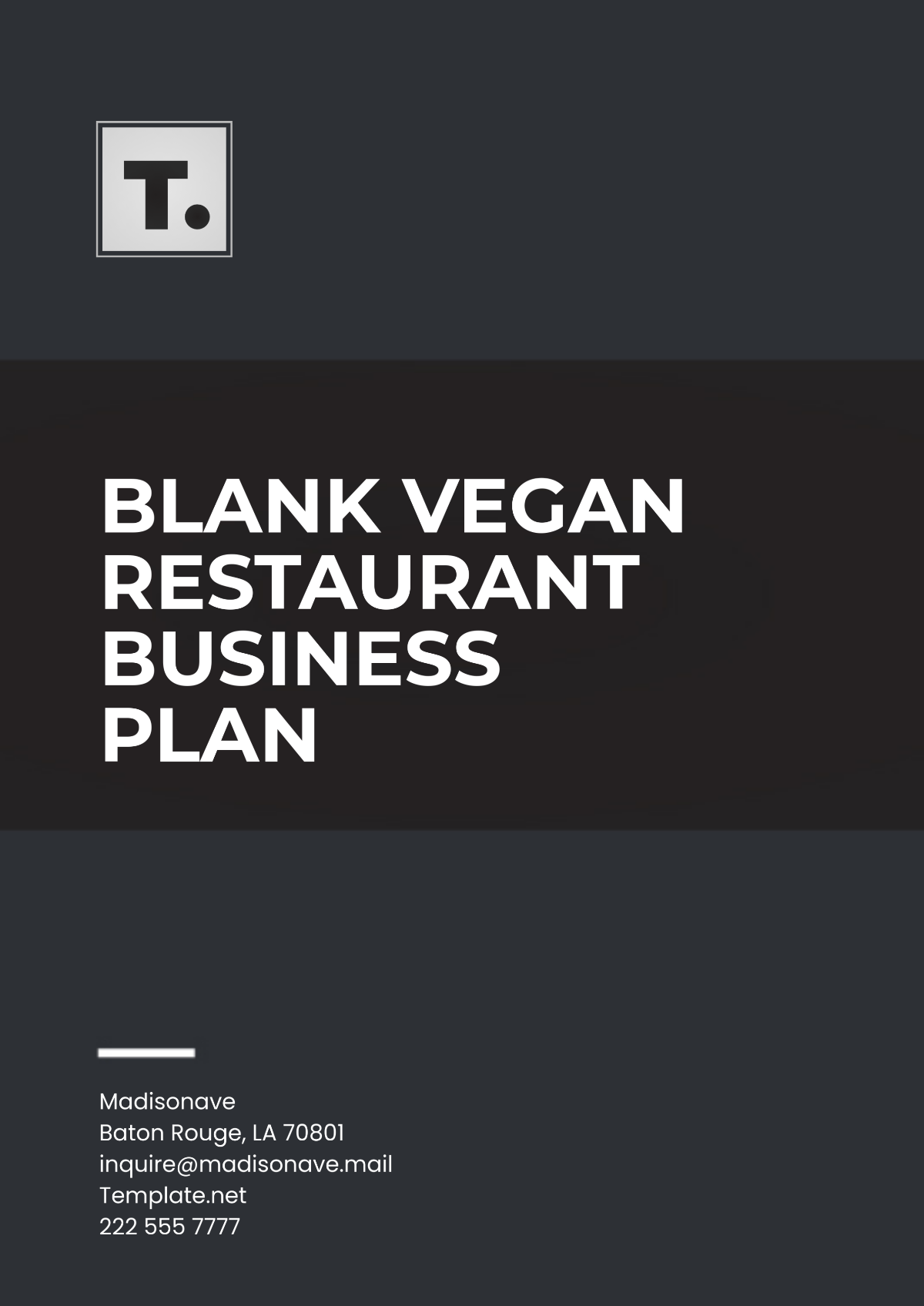 Free Blank Vegan Restaurant Business Plan Template