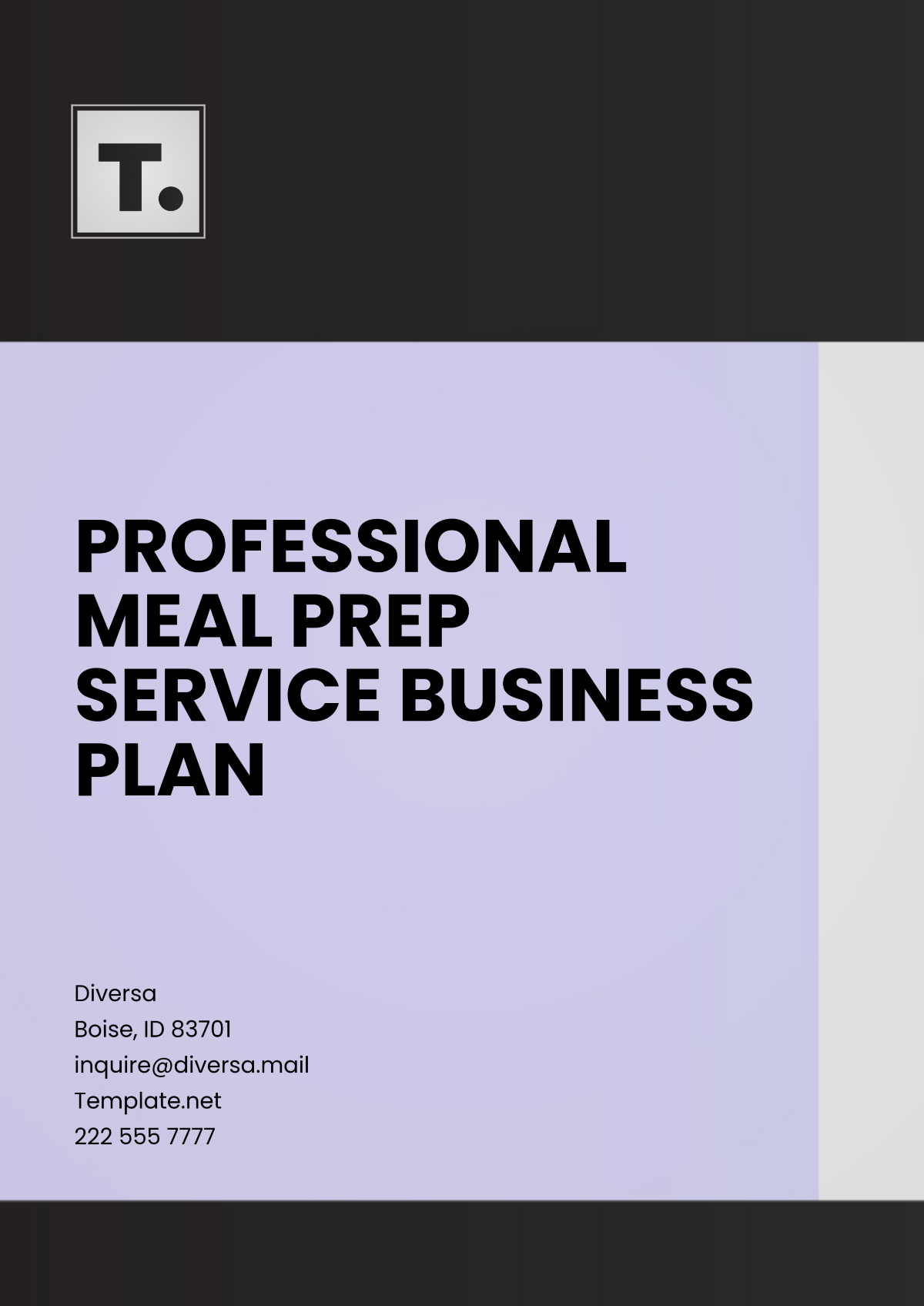 Professional Meal Prep Service Business Plan Template - Edit Online & Download