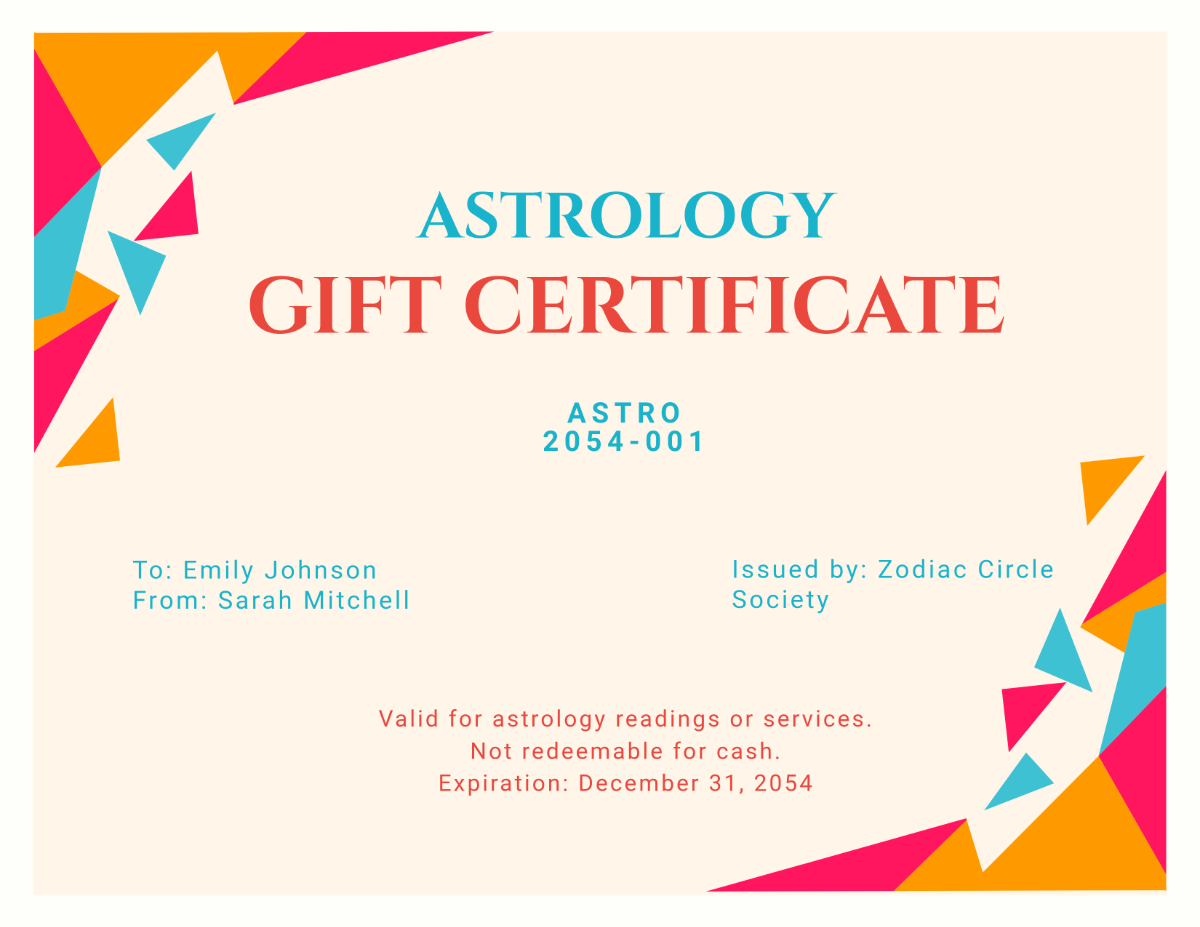 Colorful Astrology Gift Certificate Template - Download | Template.net