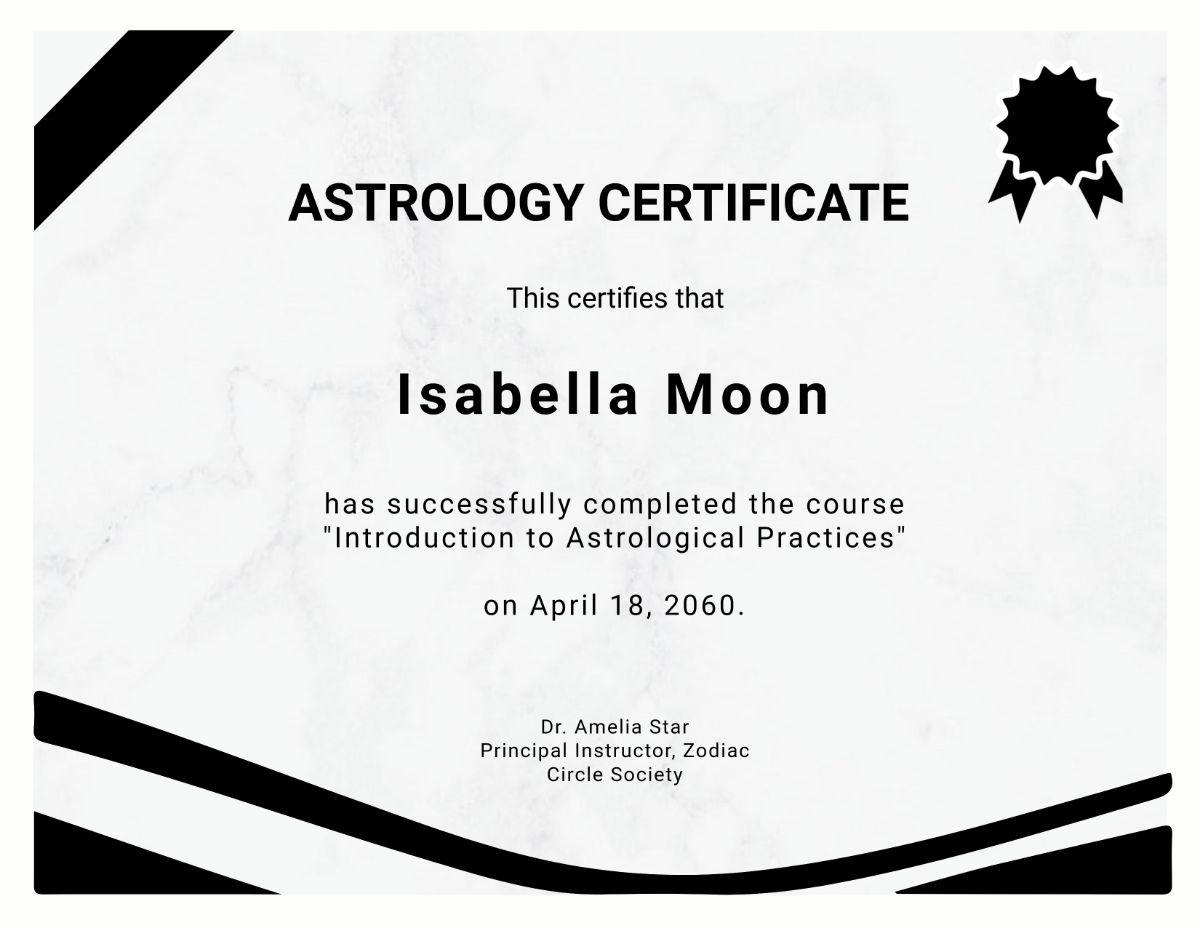 Editable Astrology Certificate Template - Edit Online & Download