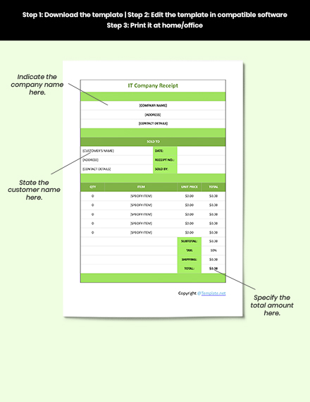 receipt template for mac free