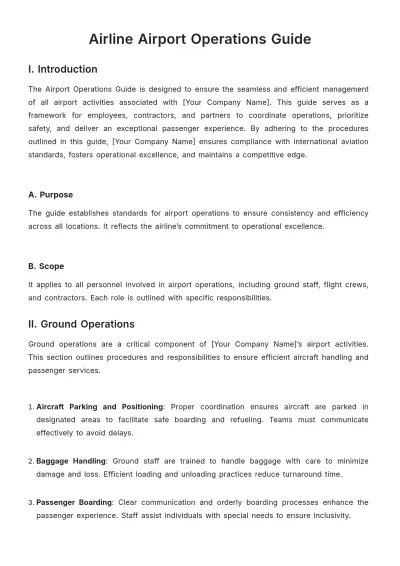 Free Airline Airport Operations Guide Template to Edit Online