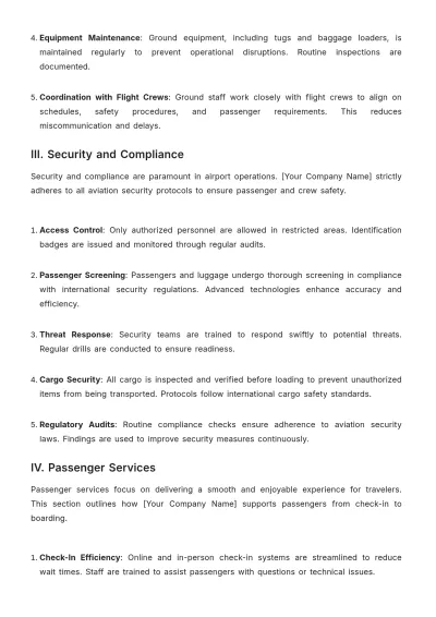 Free Airline Airport Operations Guide Template to Edit Online