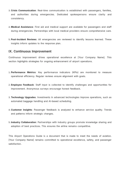 Free Airline Airport Operations Guide Template to Edit Online