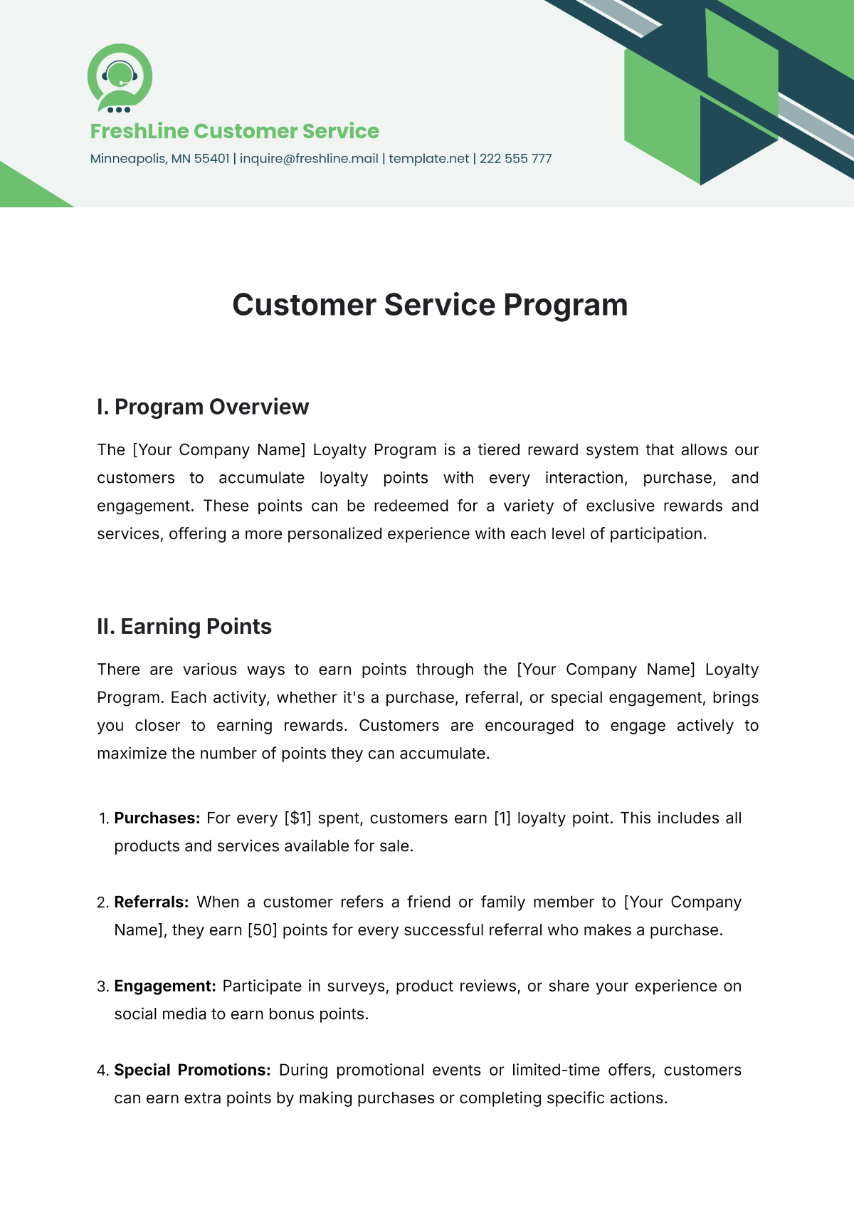 Customer Service Program Template - Edit Online & Download