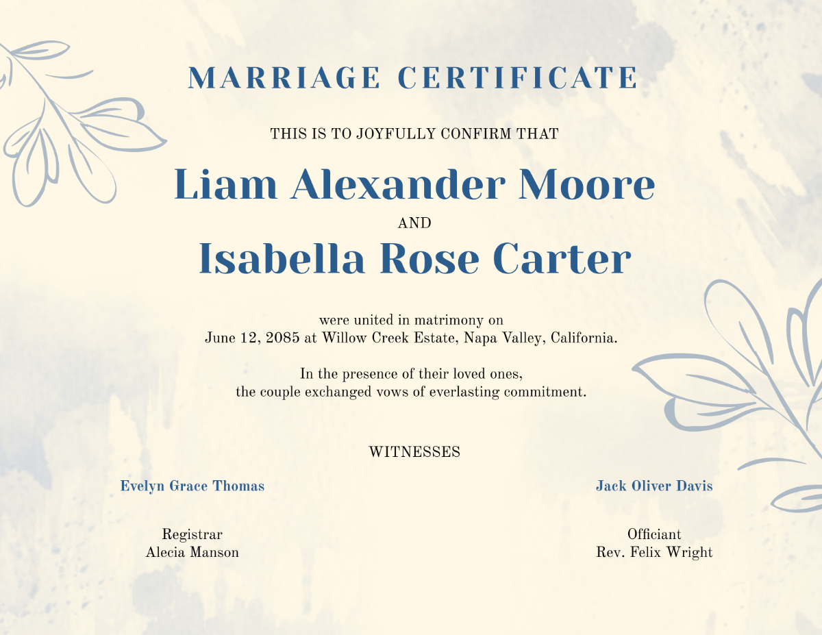 Free Aesthetic Marriage Certificate Template - Edit Online & Download