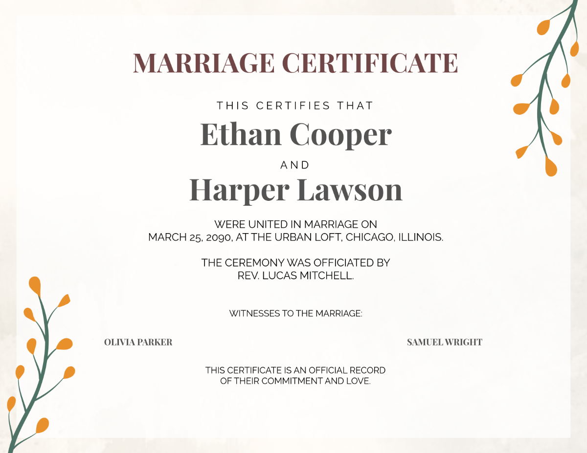 Free Modern Marriage Certificate Template - Edit Online & Download