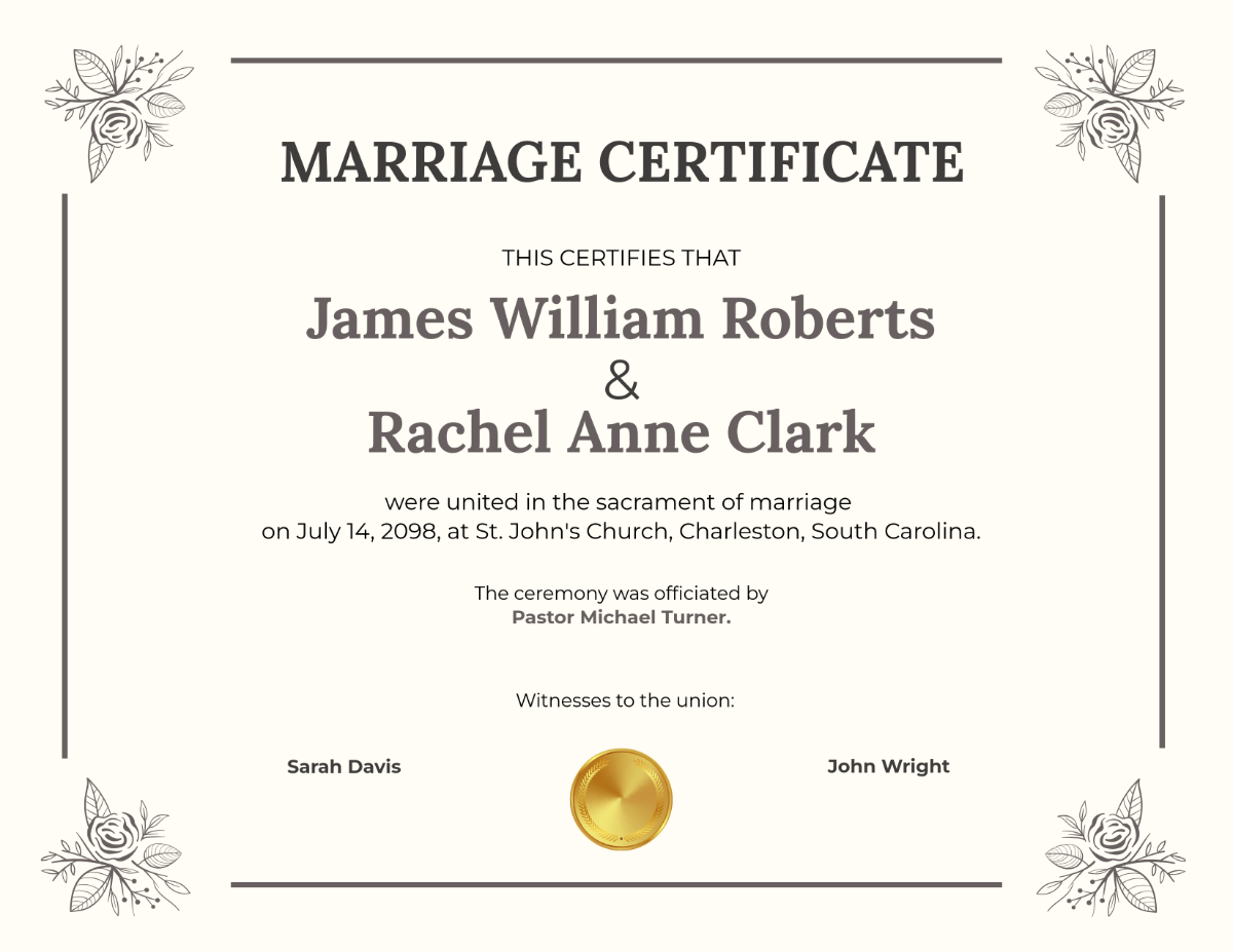 Free Christian Marriage Certificate Template - Edit Online & Download