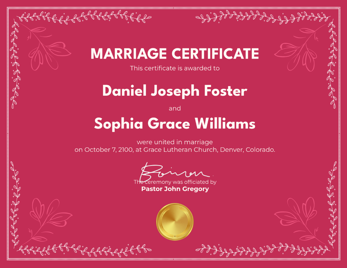 Free Colorful Church Marriage Certificate Template - Edit Online & Download