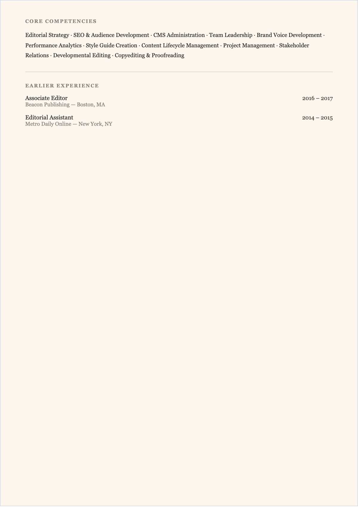 Free Editor ATS Resume Template, AI Resume Builder
