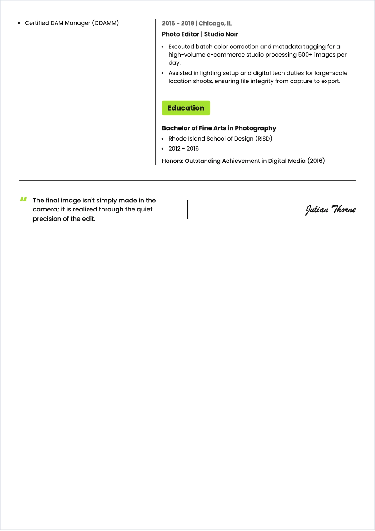 Free Photo Editor ATS Resume Template, AI Resume Builder