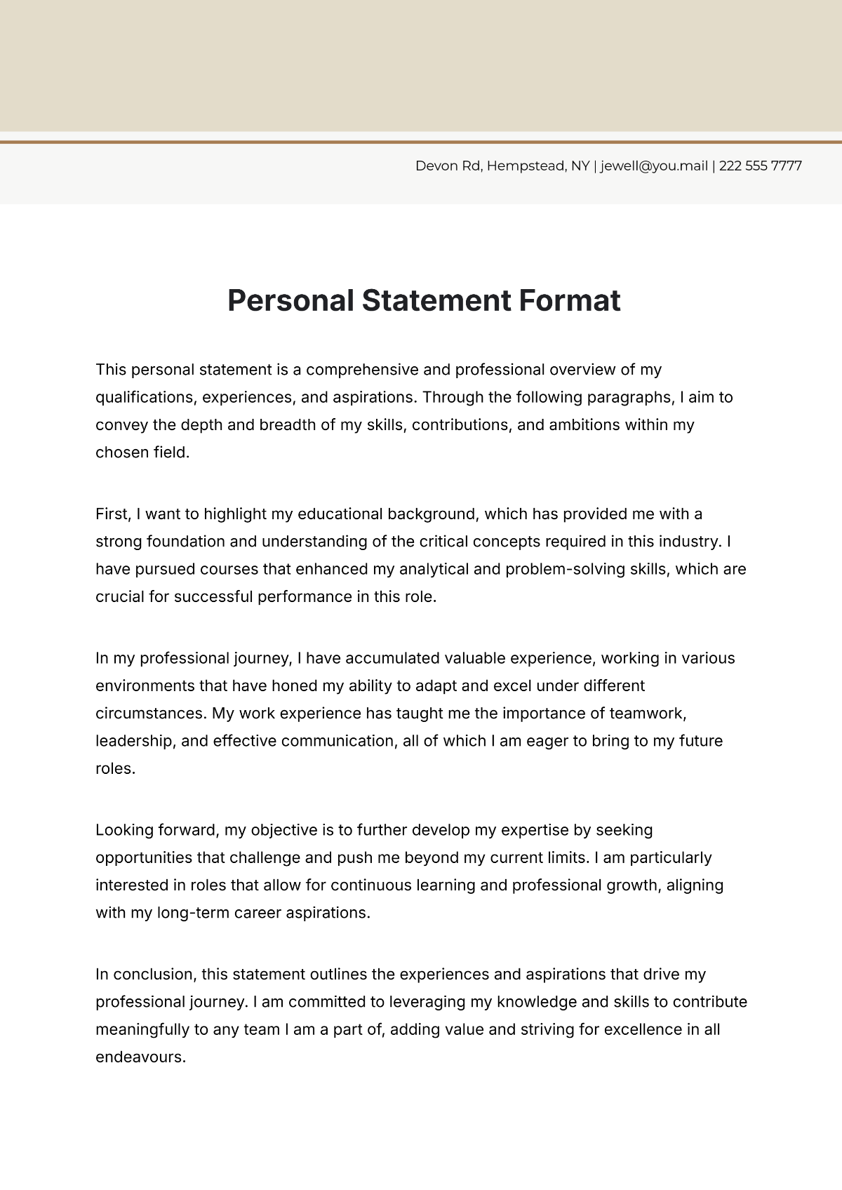 Personal Statement Format Template - Edit Online & Download