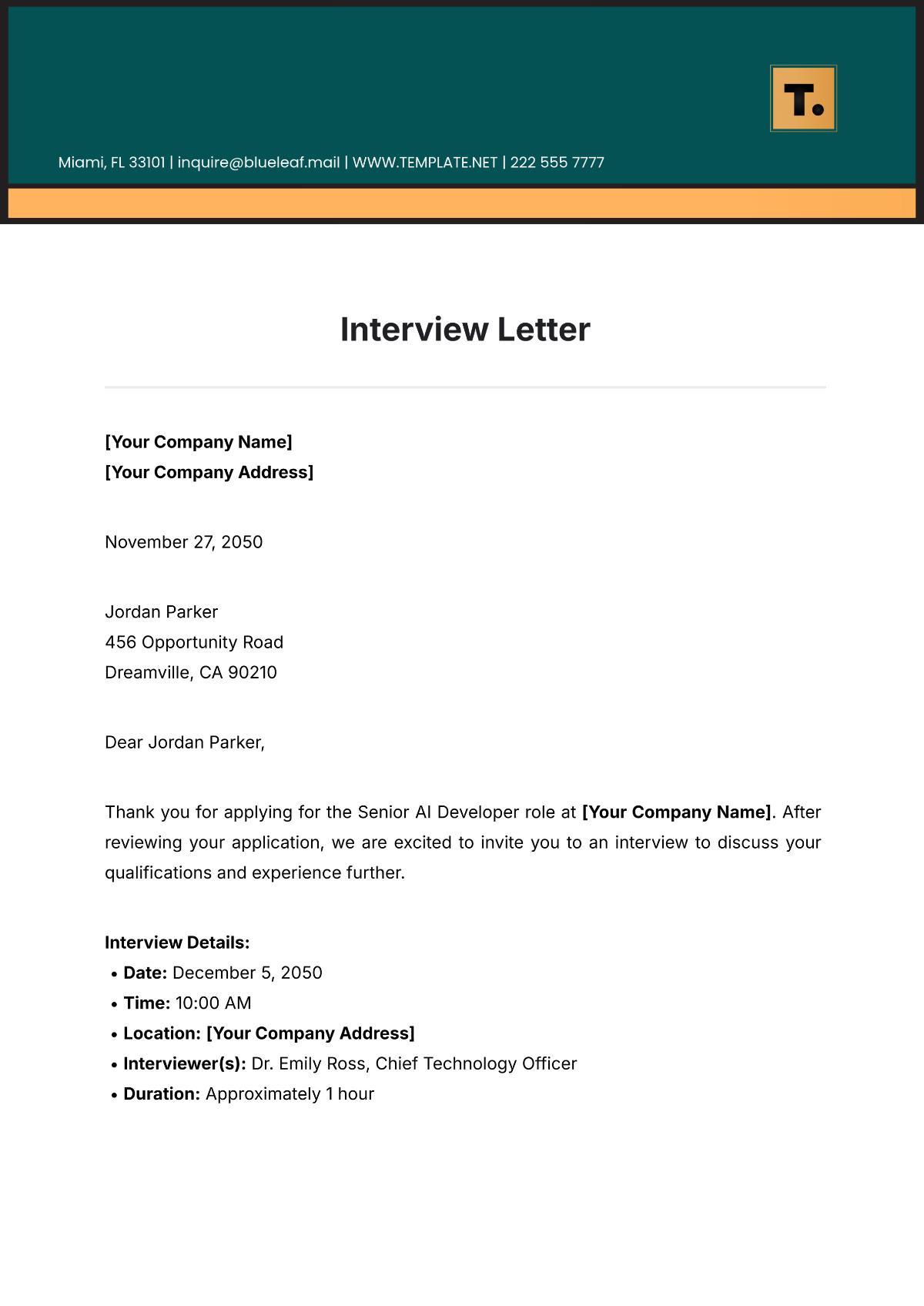 Interview Letter Template