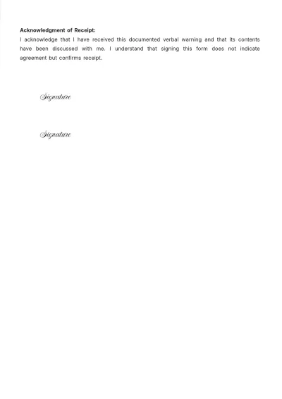 Free Documented Verbal Warning Template to Edit Online
