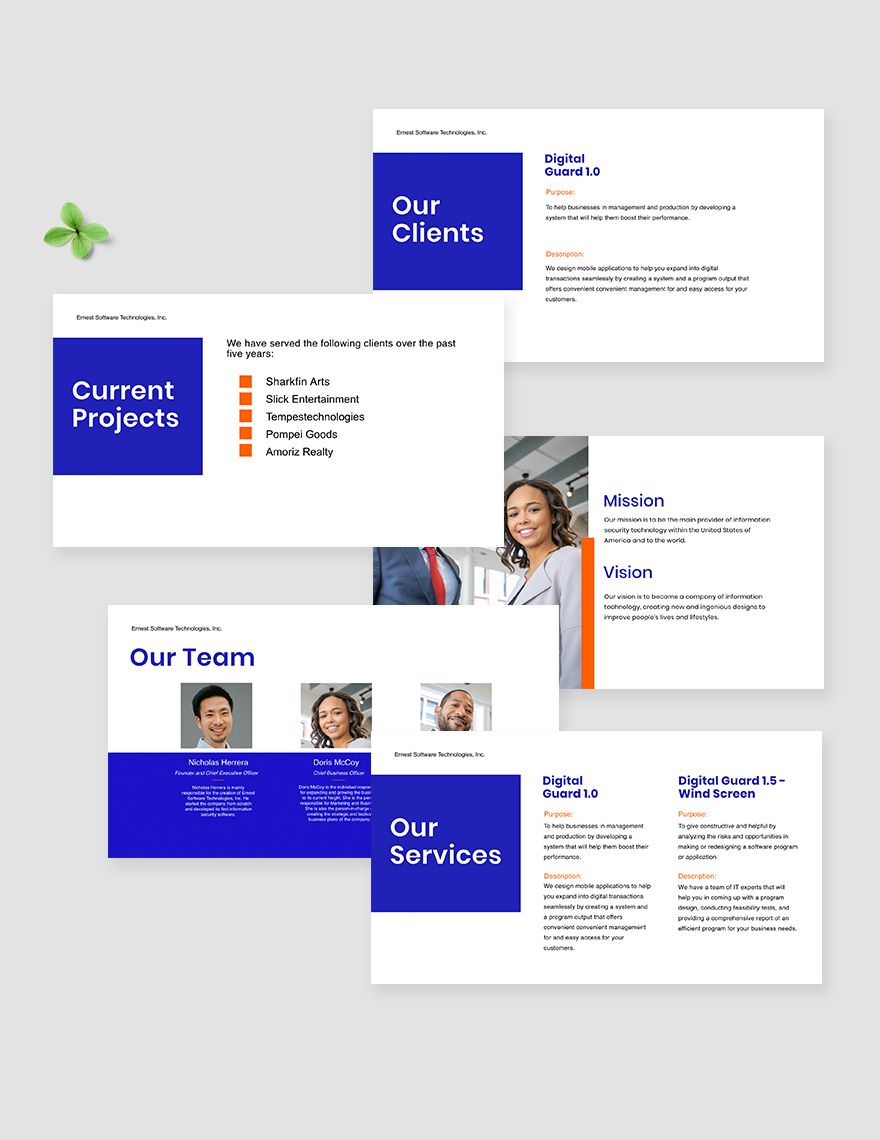 Startup Software Company Profile Template printable