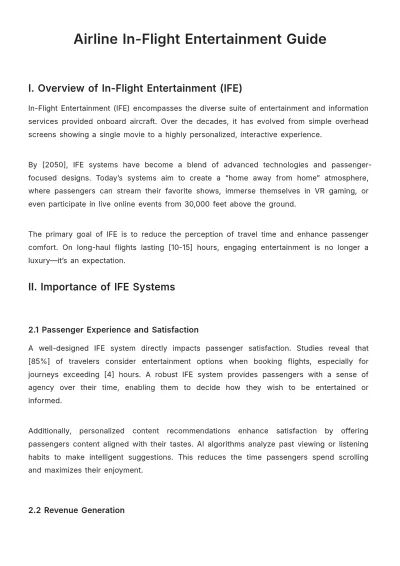 Free Airline In-Flight Entertainment Guide Template to Edit Online
