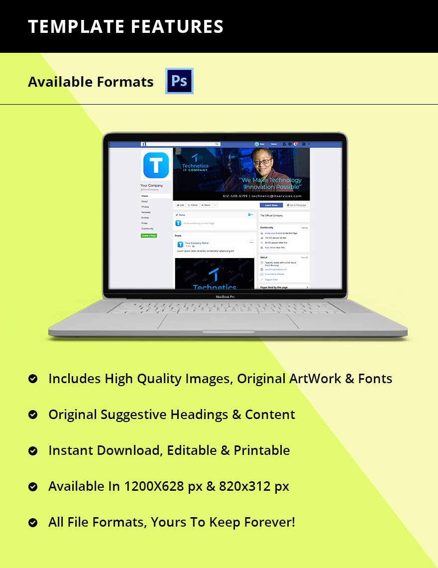 Free IT Company Facebook Cover Page Template Instruction
