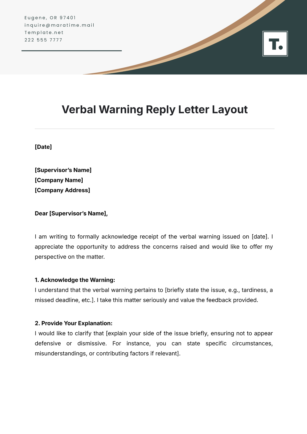 Verbal Warning Reply Letter Layout Template - Edit Online & Download