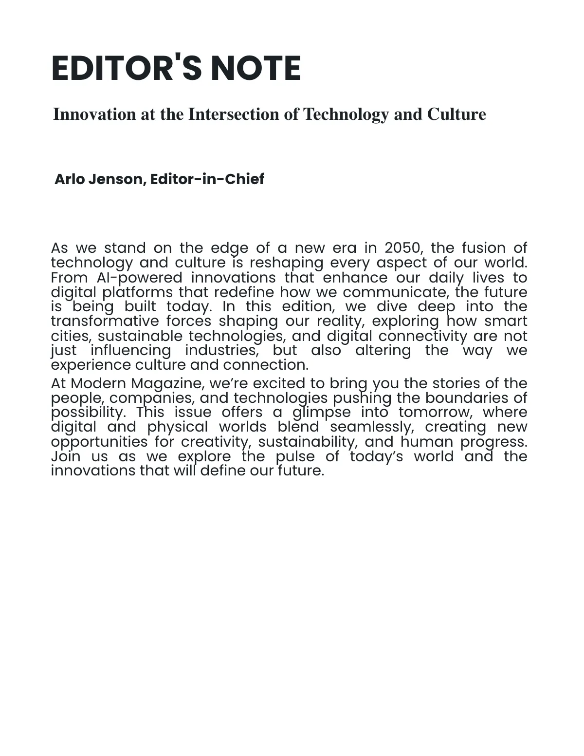 Free Modern Magazine Template to Edit Online