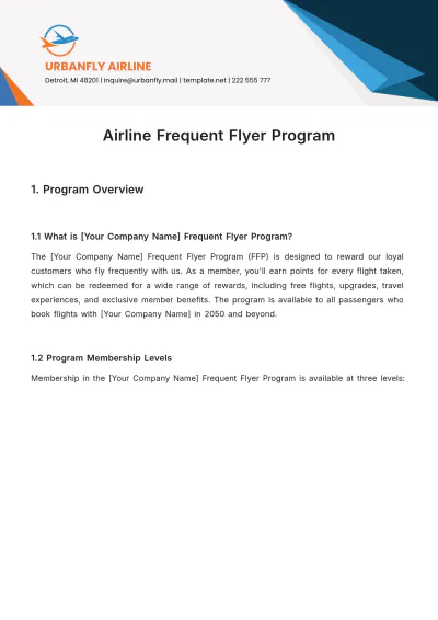 Free Airline Frequent Flyer Program Template to Edit Online