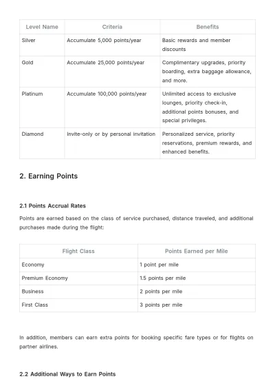 Free Airline Frequent Flyer Program Template to Edit Online