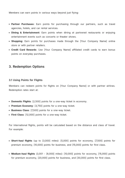 Free Airline Frequent Flyer Program Template to Edit Online