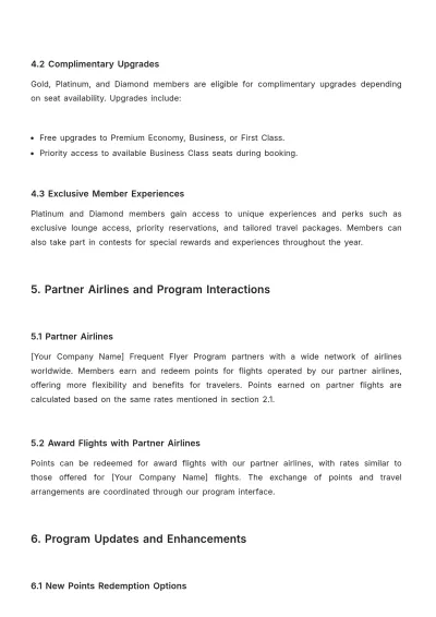 Free Airline Frequent Flyer Program Template to Edit Online