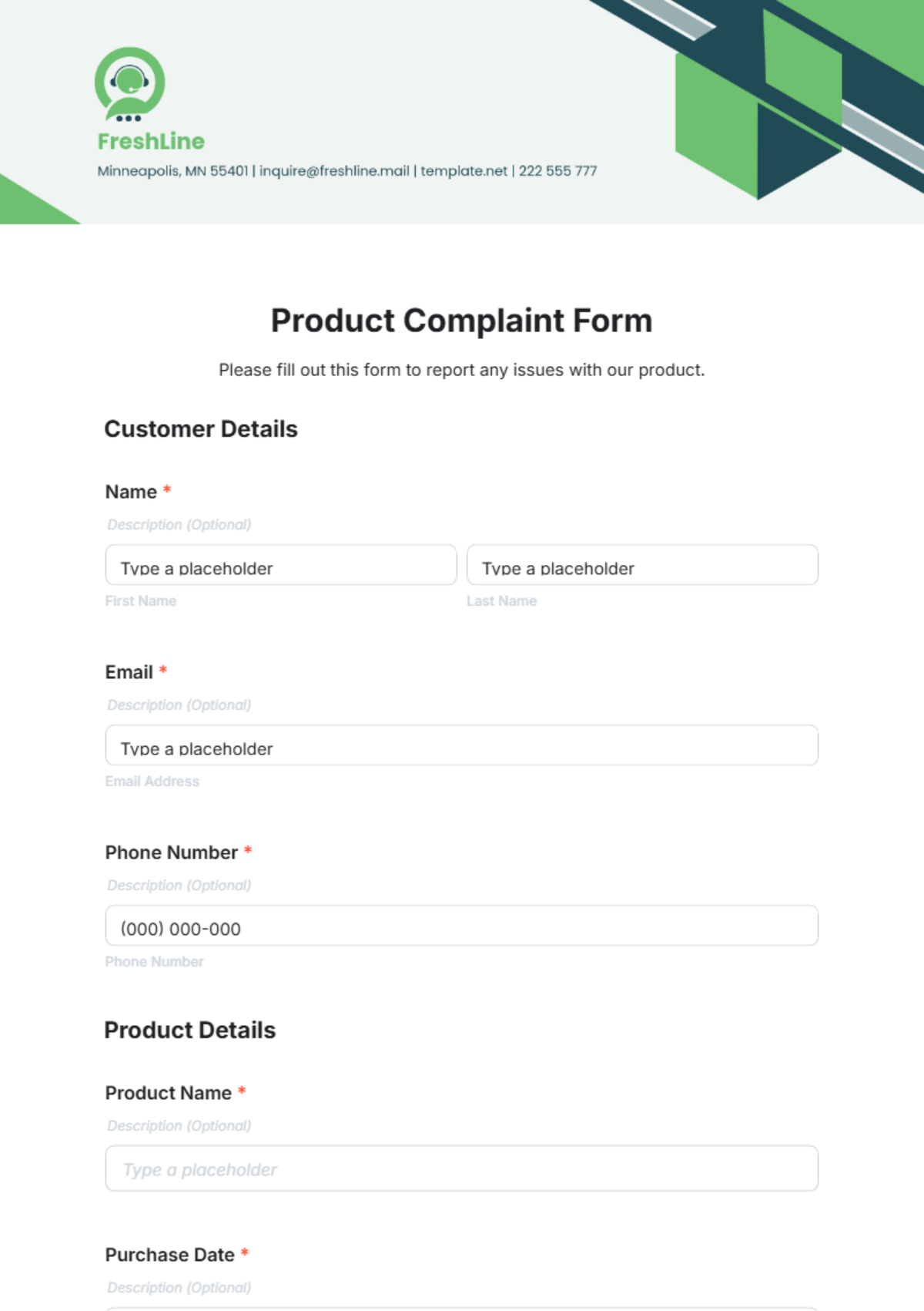 Product Complaint Form Template - Edit Online & Download