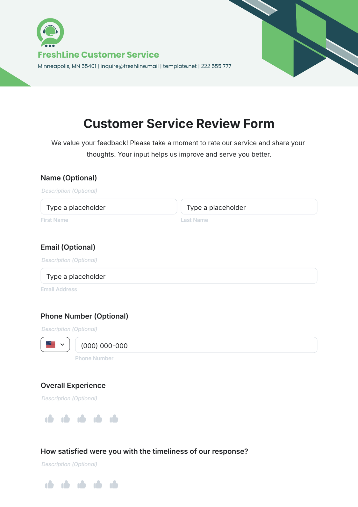 Customer Service Review Form Template - Edit Online & Download