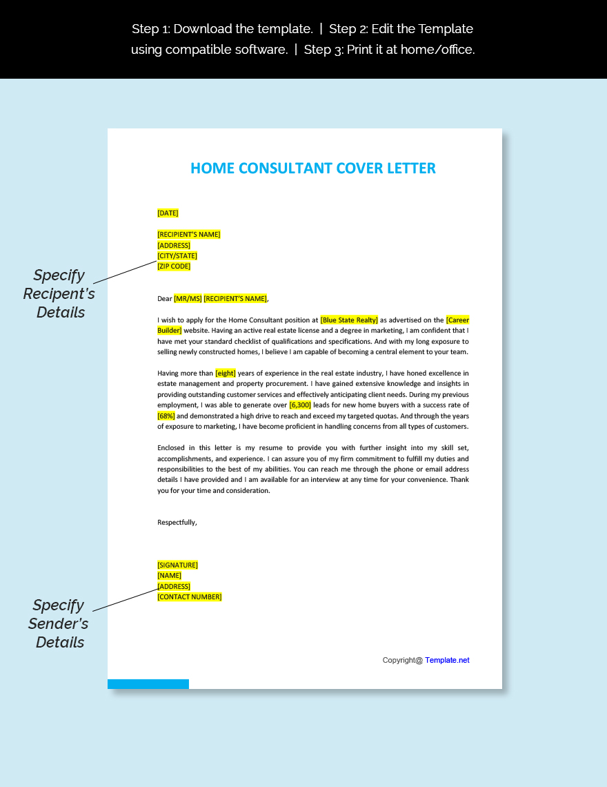 Home Consultant Cover Letter
