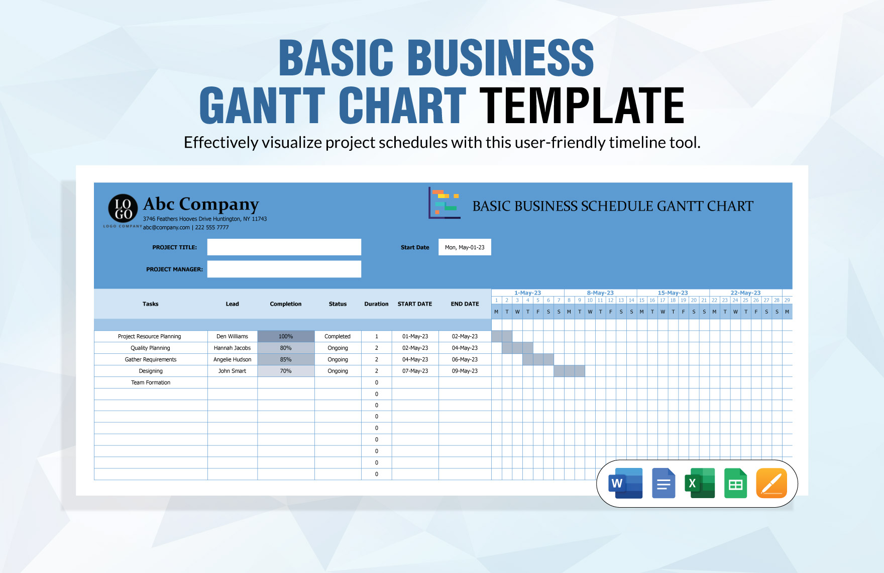 Basic Business Gantt Chart Template