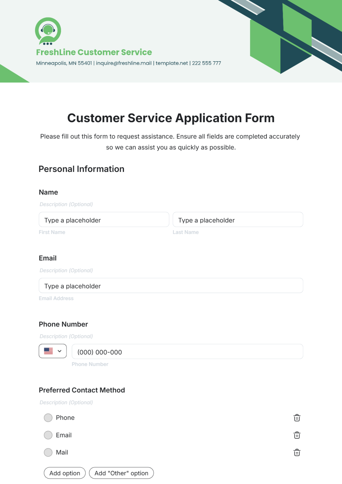 Customer Service Application Form Template - Edit Online & Download