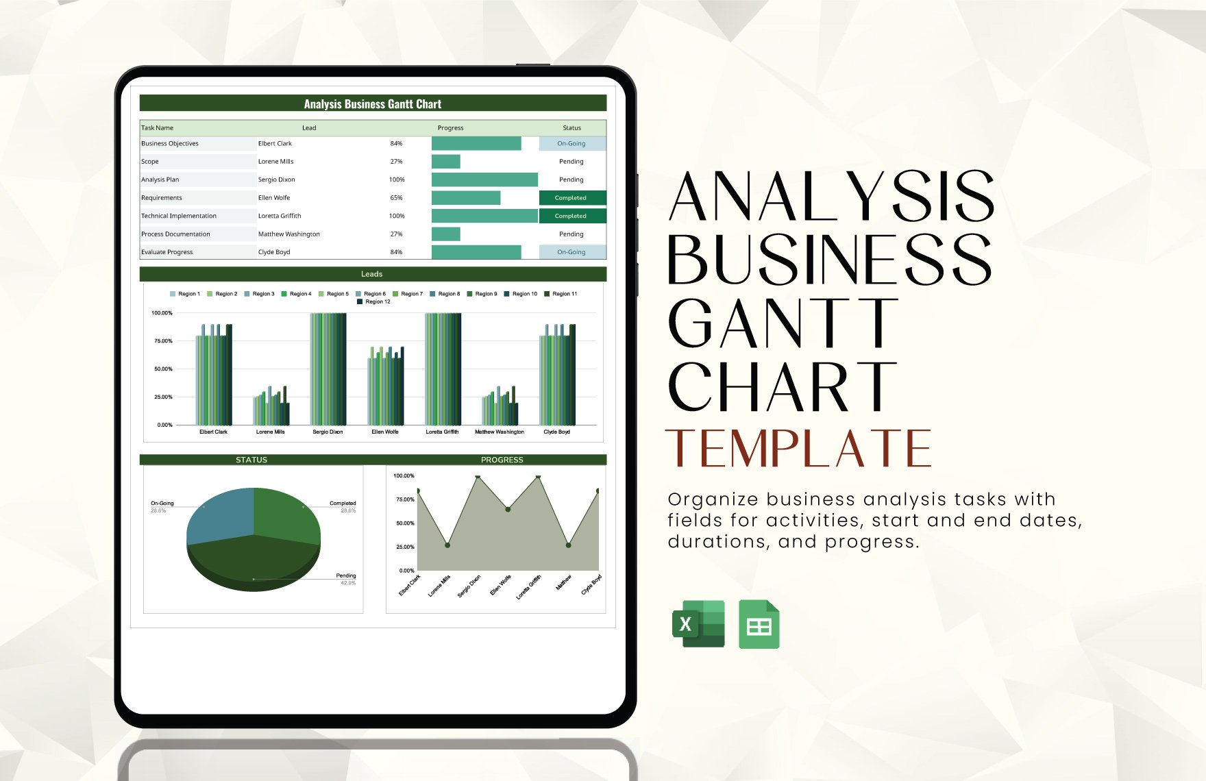 Analysis Business Gantt Chart Template in Excel, Google Sheets